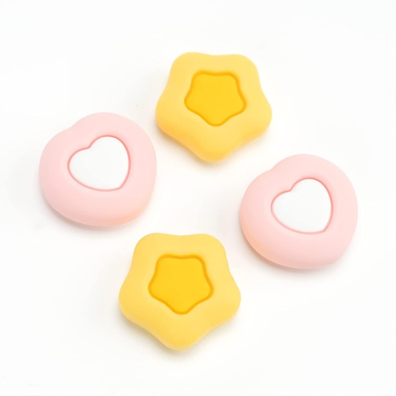 GEEKSHARE Cute Silicone Joy Con Thumb Grip Caps, Joystick Cover Compatible with Switch/OLED/Switch Lite,4PCS - Cream Heart - Image 1
